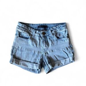 Classic Light Blue Denim Women's Roll-Cuff Shorts